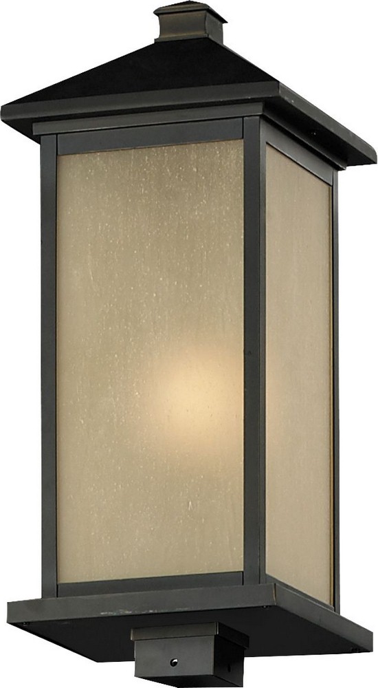 Z-Lite-548PHB-ORB-Vienna - 1 Light Outdoor Post Mount Lantern in Seaside Style - 9.5 Inches Wide by 22 Inches High   Oil Rubbed Bronze Finish with Tinted Seedy Glass