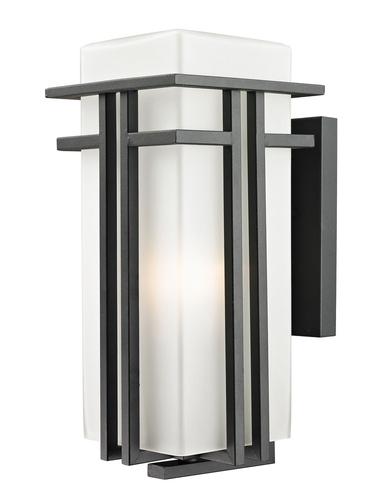 Z-Lite-549B-BK-Abbey - 1 Light Outdoor Wall Mount in Art Deco Style - 7.75 Inches Wide by 17 Inches High   Black Finish with Matte Opal Glass