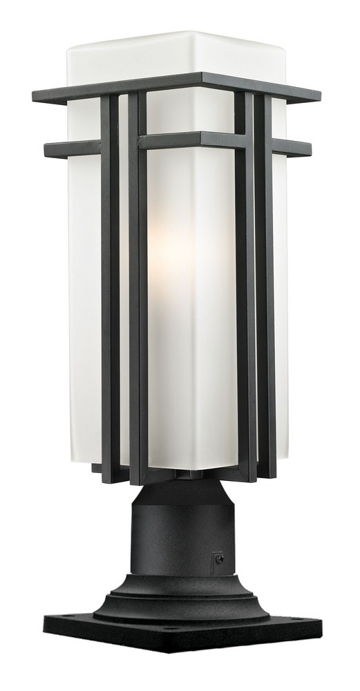 Z-Lite-549PHBR-533PM-BK-Abbey - 1 Light Outdoor Pier Mount Light In Period Inspired Style-21.5 Inches Tall and 7.75 Inches Wide   Black Finish with Matte Opal Glass