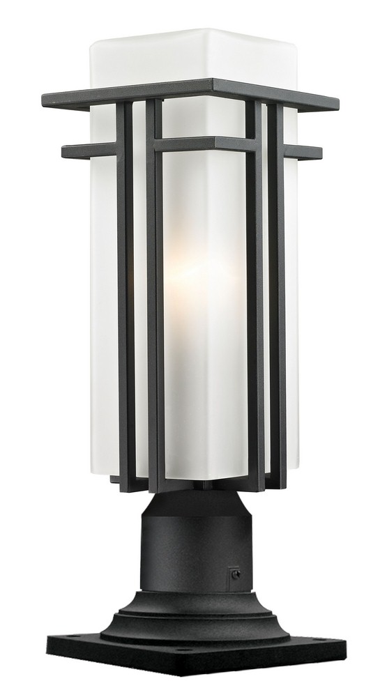 Z-Lite-549PHMR-533PM-BK-Abbey - 1 Light Outdoor Pier Mount Light In Period Inspired Style-19.25 Inches Tall and 6.63 Inches Wide   Black Finish with Matte Opal Glass