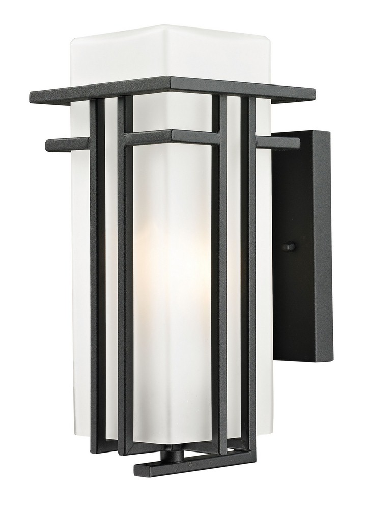 Z-Lite-549S-BK-Abbey - 1 Light Outdoor Wall Mount in Art Deco Style - 5.38 Inches Wide by 11.75 Inches High   Black Finish with Matte Opal Glass