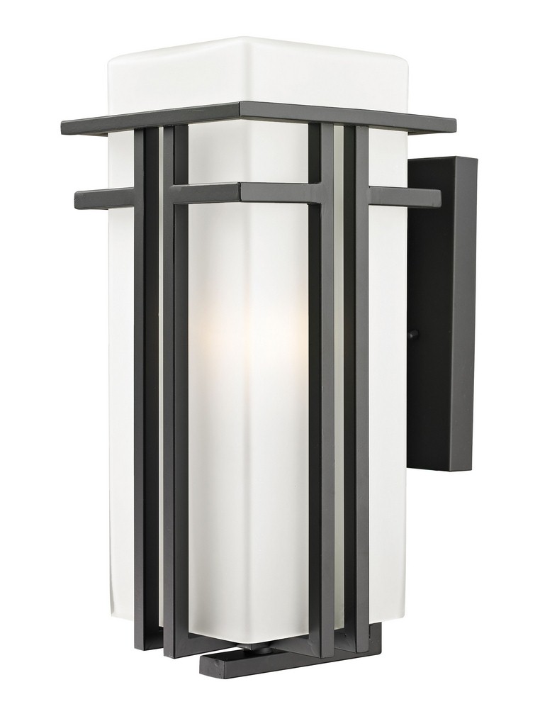 Z-Lite-550B-ORBZ-Abbey - 1 Light Outdoor Wall Mount in Art Deco Style - 7.75 Inches Wide by 17 Inches High   Outdoor Rubbed Bronze Finish with Matte Opal Glass