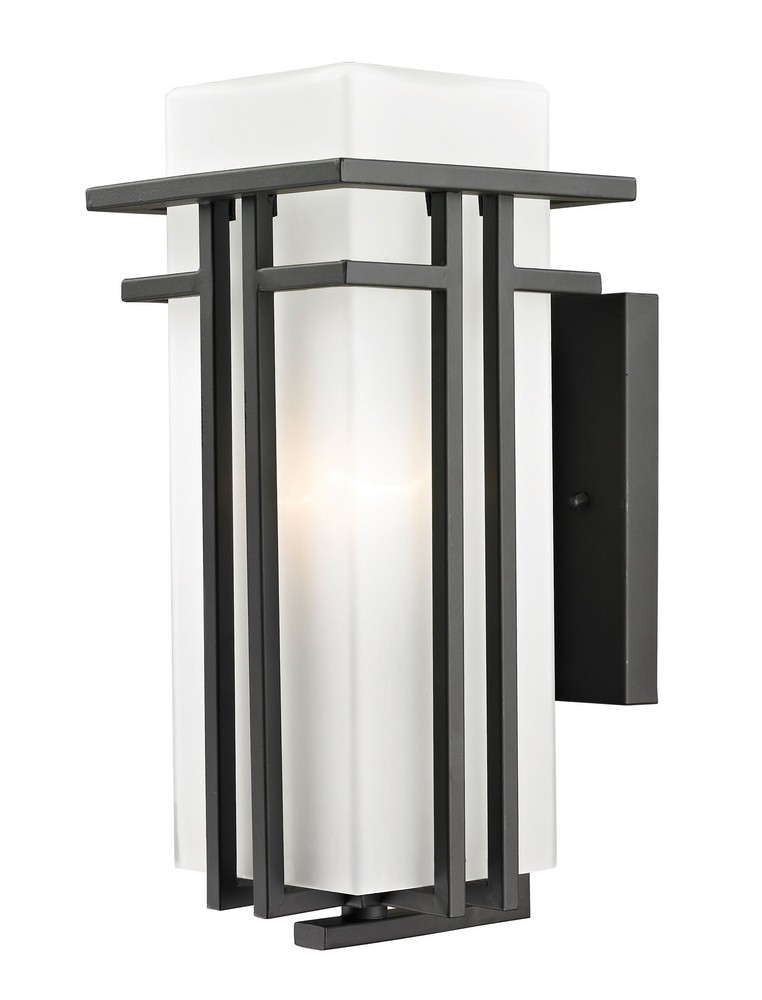 Z-Lite-550M-ORBZ-Abbey - 1 Light Outdoor Wall Mount in Art Deco Style - 6.63 Inches Wide by 14.63 Inches High   Outdoor Rubbed Bronze Finish with Matte Opal Glass