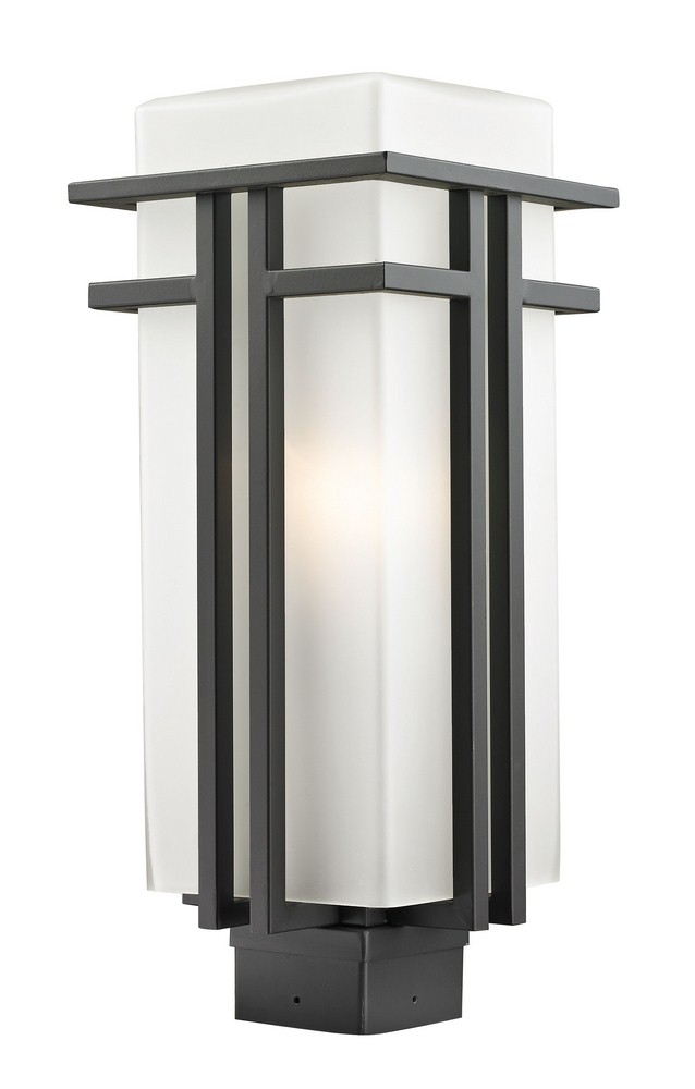 Z-Lite-550PHB-ORBZ-Abbey - 1 Light Outdoor Post Mount Lantern in Art Deco Style - 7.75 Inches Wide by 19.25 Inches High   Outdoor Rubbed Bronze Finish with Matte Opal Glass