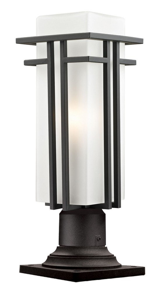 Z-Lite-550PHMR-533PM-ORBZ-Abbey - 1 Light Outdoor Pier Mount Lantern in Urban Style - 6.63 Inches Wide by 19.25 Inches High   Outdoor Rubbed Bronze Finish with Matte Opal Glass