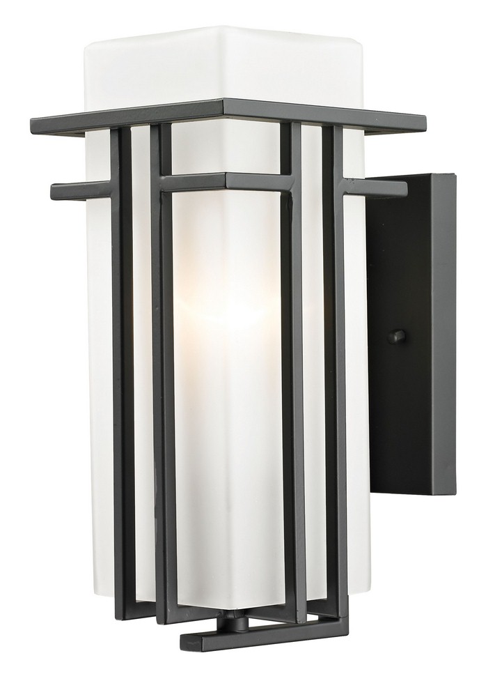 Z-Lite-550S-ORBZ-Abbey - 1 Light Outdoor Wall Mount in Urban Style - 5.38 Inches Wide by 11.75 Inches High   Outdoor Rubbed Bronze Finish with Matte Opal Glass