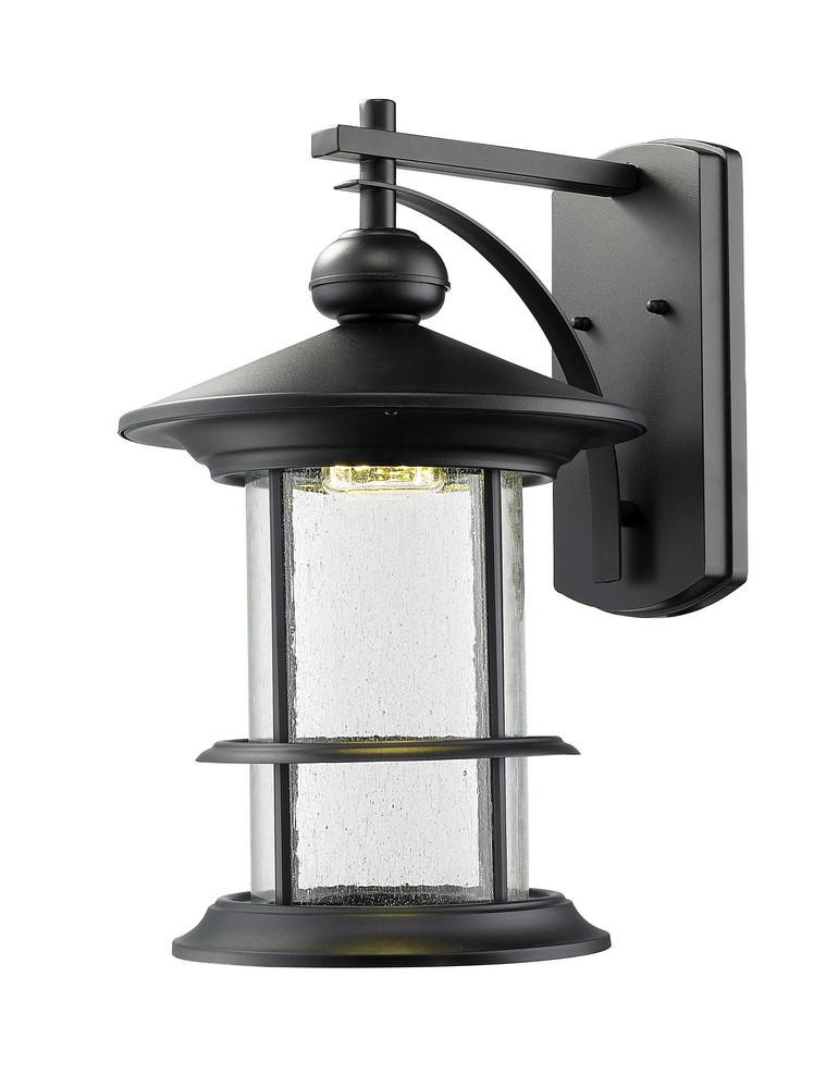 Z-Lite-552B-BK-LED-Genesis - 14W 1 LED Outdoor Wall Mount in Urban Style - 11.63 Inches Wide by 19.38 Inches High   Black Finish with Clear Seedy Glass