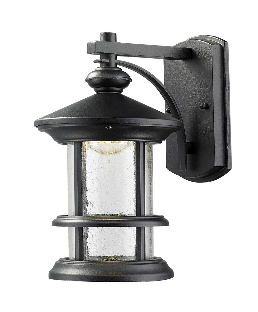 Z-Lite-552S-BK-LED-Genesis - 6W 1 LED Outdoor Wall Mount in Seaside Style - 6 Inches Wide by 10.13 Inches High   Black Finish with Clear Seedy Glass