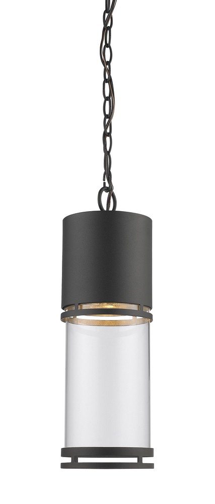 Z-Lite-553CHB-BK-LED-Luminata - 14W 1 LED Outdoor Chain Mount Lantern in Seaside Style - 5.88 Inches Wide by 17.88 Inches High Black  Oil Rubbed Bronze Finish with Clear Glass