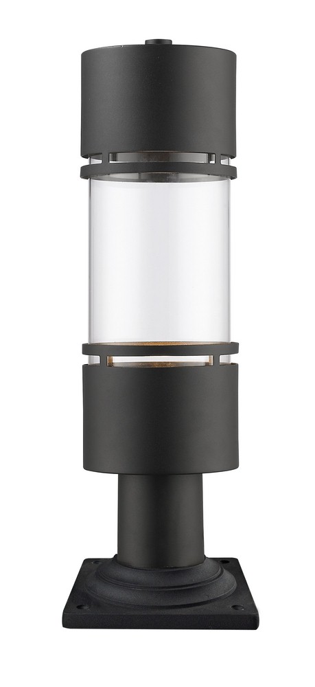 Z-Lite-553PHB-533PM-BK-LED-Luminata - 14W 1 LED Outdoor Post Mount Light In Contemporary Style-21.75 Inches Tall and 6 Inches Wide   Black Finish with Clear Glass