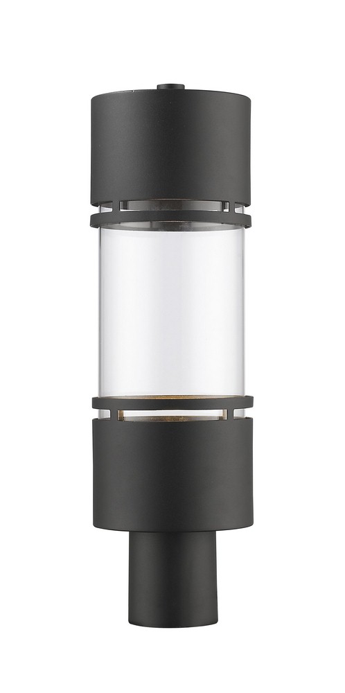 Z-Lite-553PHB-BK-LED-Luminata - 14W 1 LED Outdoor Post Mount Lantern in Contemporary Style - 5.88 Inches Wide by 19.63 Inches High Black  Oil Rubbed Bronze Finish with Clear Glass