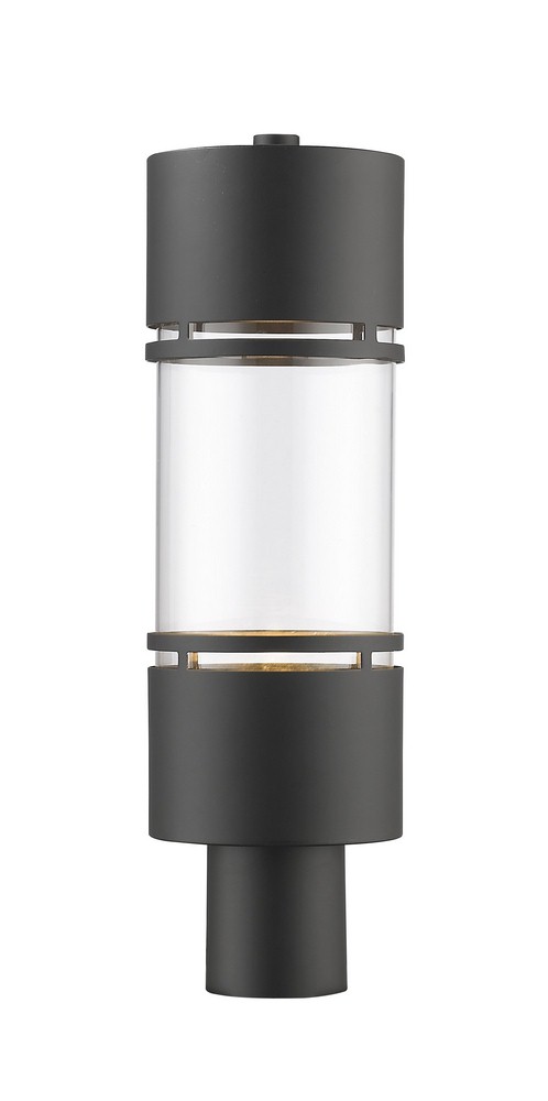 Z-Lite-553PHB-ORBZ-LED-Luminata - 14W 1 LED Outdoor Post Mount Lantern in Contemporary Style - 5.88 Inches Wide by 19.63 Inches High Oil Rubbed Bronze  Oil Rubbed Bronze Finish with Clear Glass