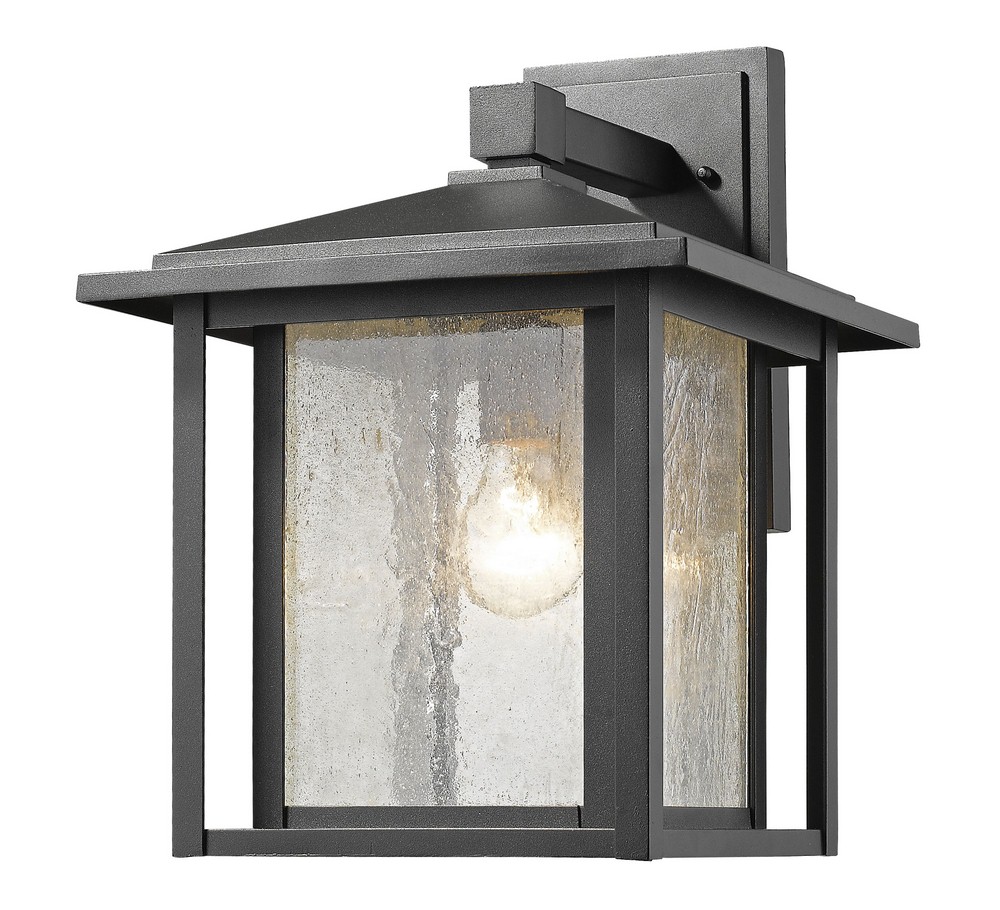 Z-Lite-554B-BK-Aspen - 1 Light Outdoor Wall Mount in Seaside Style - 12 Inches Wide by 15.25 Inches High Black  Oil Rubbed Bronze Finish with Clear Seedy Glass