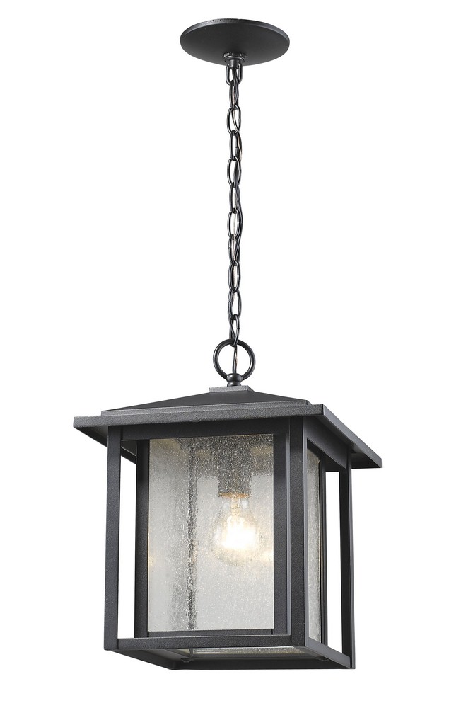 Z-Lite-554CHB-BK-Aspen - 1 Light Outdoor Chain Mount Lantern in Seaside Style - 11 Inches Wide by 14.13 Inches High Black  Oil Rubbed Bronze Finish with Clear Seedy Glass