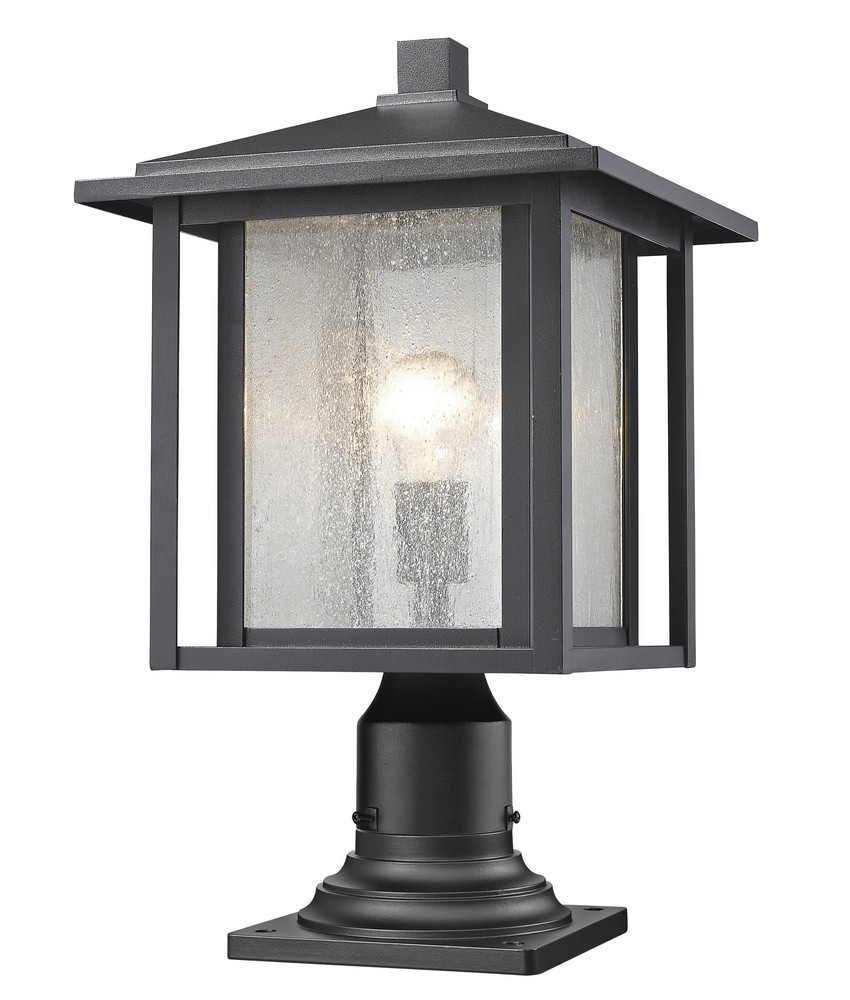 Z-Lite-554PHB-533PM-BK-Aspen - 1 Light Outdoor Pier Mount Light In Contemporary Style-18.25 Inches Tall and 11 Inches Wide   Black Finish with Clear Seedy Glass