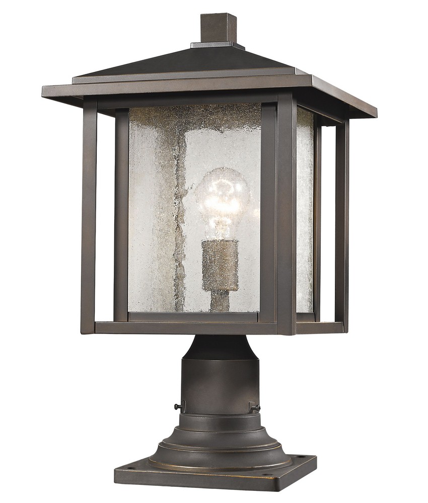 Z-Lite-554PHB-554PM-ORB-Aspen - 1 Light Outdoor Pier Mount Lantern in Urban Style - 11 Inches Wide by 18.25 Inches High   Aspen - 1 Light Outdoor Pier Mount Lantern in Urban Style - 11 Inches Wide by 