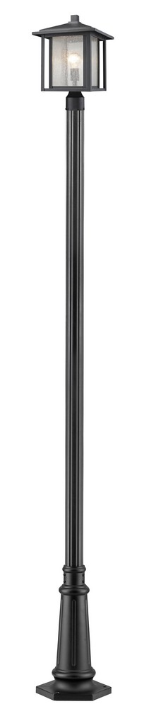 Z-Lite-554PHB-557P-BK-Aspen - 1 Light Outdoor Post Mount Lantern in Urban Style - 12.38 Inches Wide by 114 Inches High   Black Finish with Clear Seedy Glass