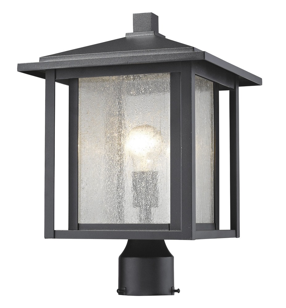 Z-Lite-554PHB-BK-Aspen - 1 Light Outdoor Post Mount Lantern in Urban Style - 11 Inches Wide by 16.25 Inches High Black  Oil Rubbed Bronze Finish with Clear Seedy Glass