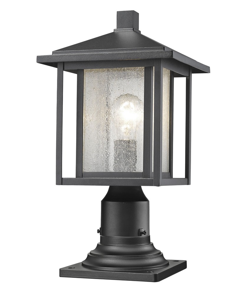 Z-Lite-554PHM-533PM-BK-Aspen - 1 Light Outdoor Pier Mount Light In Contemporary Style-16.75 Inches Tall and 9 Inches Wide   Black Finish with Clear Seedy Glass