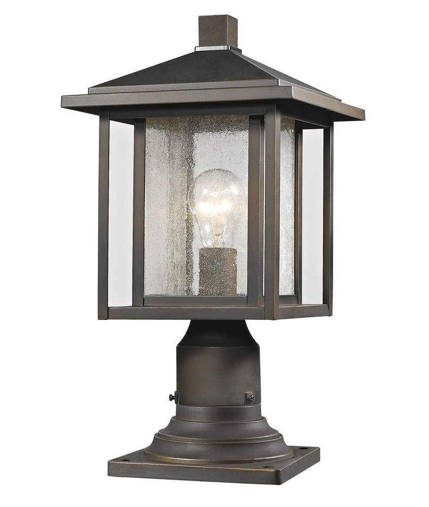 Z-Lite-554PHM-554PM-ORB-Aspen - 1 Light Outdoor Pier Mount Lantern in Urban Style - 9 Inches Wide by 16.75 Inches High   Aspen - 1 Light Outdoor Pier Mount Lantern in Urban Style - 9 Inches Wide by 16