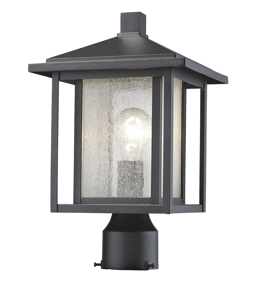 Z-Lite-554PHM-BK-Aspen - 1 Light Outdoor Square Pier Mount Lantern in Urban Style - 9 Inches Wide by 16 Inches High Black  Oil Rubbed Bronze Finish with Clear Seedy Glass