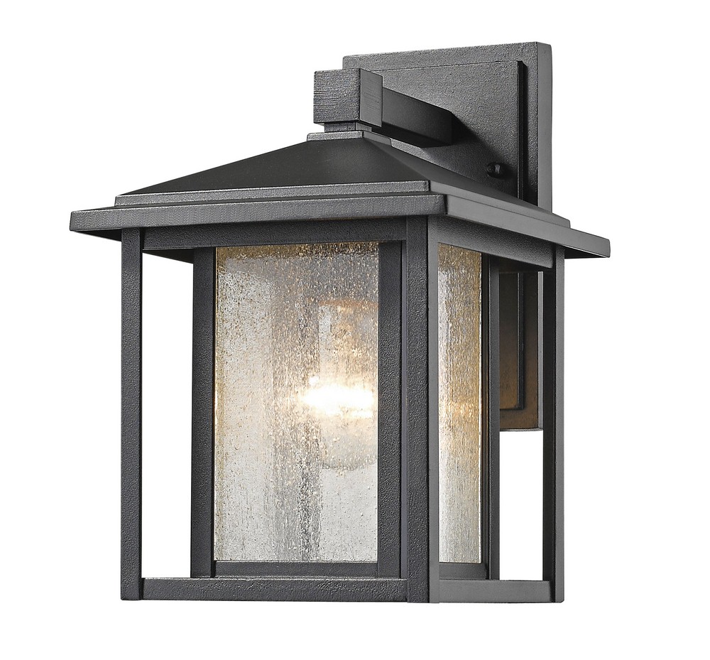 Z-Lite-554S-BK-Aspen - 1 Light Outdoor Wall Mount in Seaside Style - 8.5 Inches Wide by 10.88 Inches High   Black Finish with Clear Seedy Glass