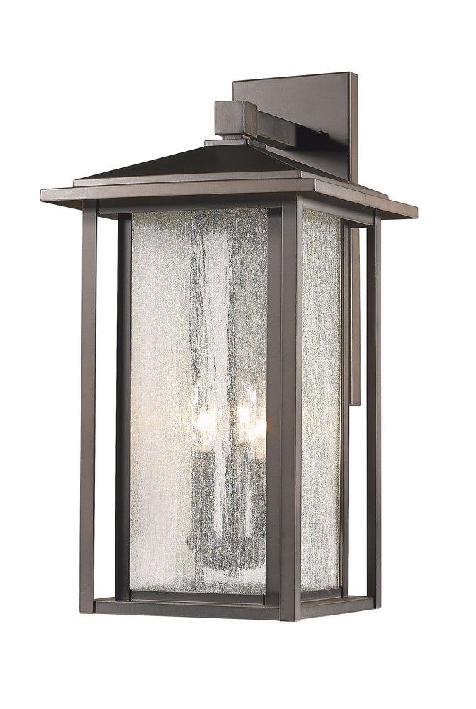 Z-Lite-554XL-ORB-Aspen - 3 Light Outdoor Wall Mount in Seaside Style - 12 Inches Wide by 21.13 Inches High   Oil Rubbed Bronze Finish with Clear Seedy Glass