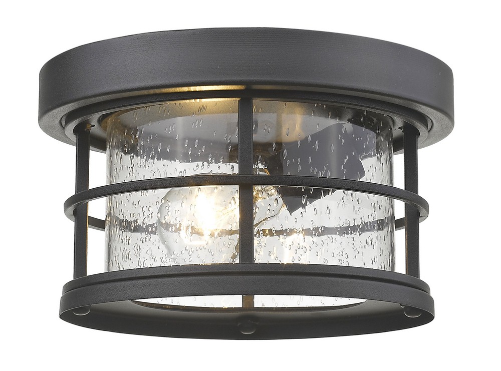 Z-Lite-555F-BK-Exterior Additions - 1 Light Outdoor Flush Mount in Seaside Style - 10 Inches Wide by 5.88 Inches High Black  Oil Rubbed Bronze Finish with Clear Seedy Glass