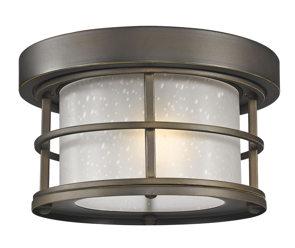 Z-Lite-556F-ORB-Exterior Additions - 1 Light Outdoor Flush Mount in Contemporary Style - 10 Inches Wide by 5.88 Inches High Oil Rubbed Bronze  Oil Rubbed Bronze Finish with White Seedy Glass