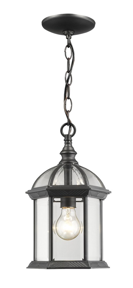 Z-Lite-563CHM-BK-Annex - 1 Light Outdoor Chain Mount Lantern in Gothic Style - 8 Inches Wide by 13.75 Inches High Black  Rust Finish with Clear Beveled Glass