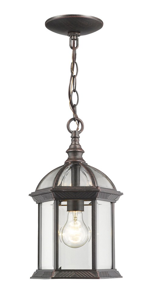 Z-Lite-563CHM-RT-Annex - 1 Light Outdoor Chain Mount Lantern in Gothic Style - 8 Inches Wide by 13.75 Inches High Rust  Rust Finish with Clear Beveled Glass