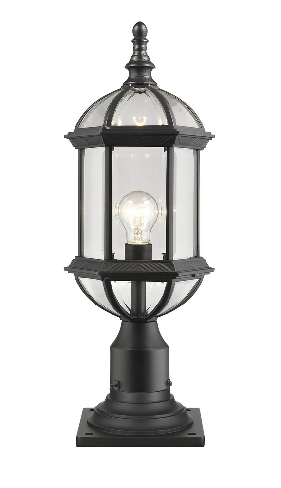 Z-Lite-563PHM-533PM-BK-Annex - 1 Light Outdoor Pier Mount Light In Period Inspired Style-21.5 Inches Tall and 8 Inches Wide   Black Finish with Clear Beveled Glass