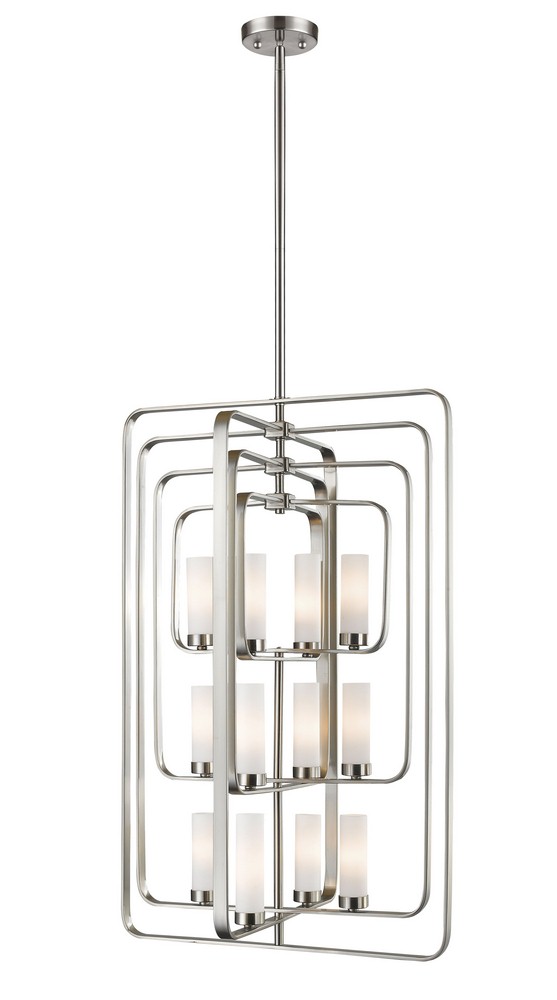 Z-Lite-6000-12-BN-Aideen - 12 Light Pendant in Fusion Style - 24.25 Inches Wide by 38.25 Inches High Brushed Nickel  Chrome Finish with Matte Opal Glass