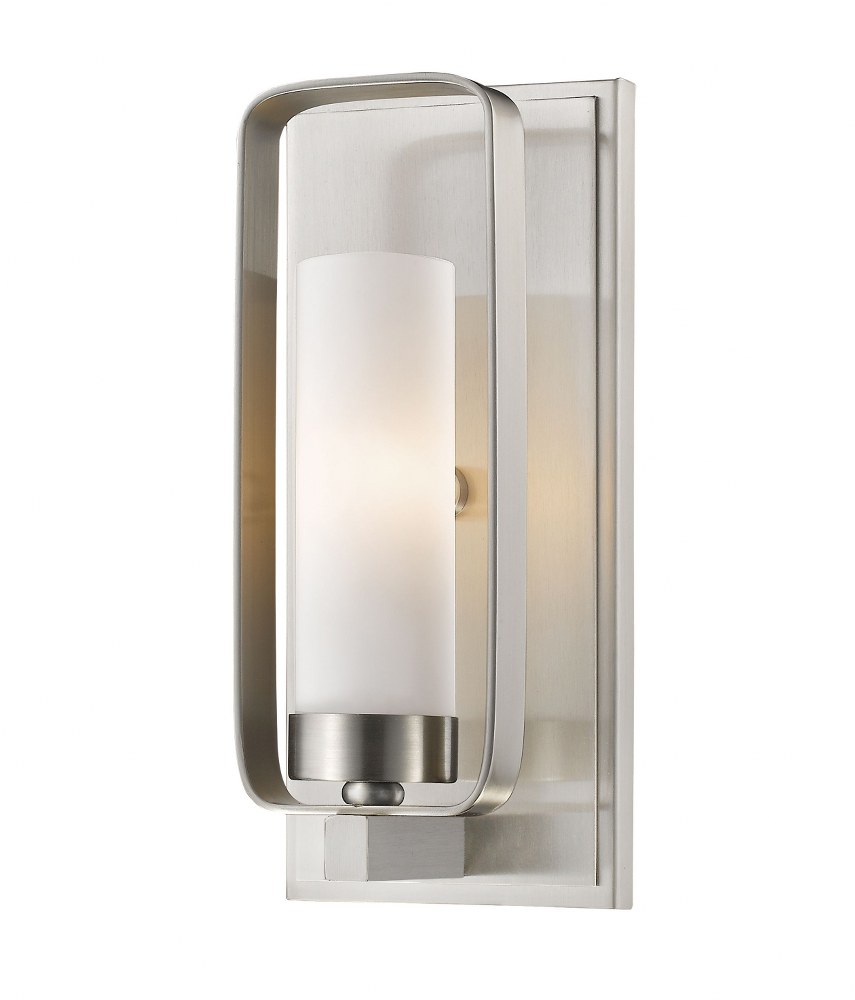 Z-Lite-6000-1S-BN-Aideen - 1 Light Wall Sconce in Fusion Style - 4.5 Inches Wide by 10.25 Inches High Brushed Nickel  Chrome Finish with Matte Opal Glass