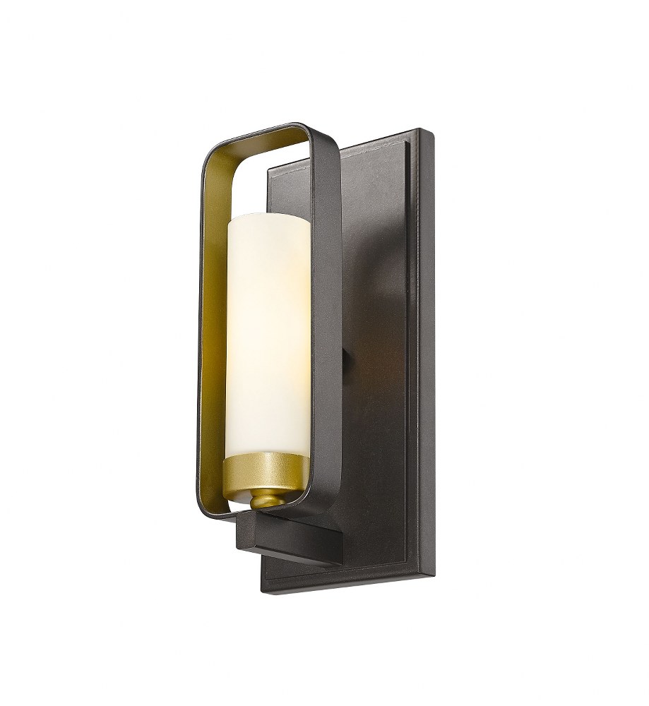 Z-Lite-6000-1S-BZGD-Aideen - 1 Light Wall Sconce in Fusion Style - 4.5 Inches Wide by 10.25 Inches High Bronze Gold  Chrome Finish with Matte Opal Glass