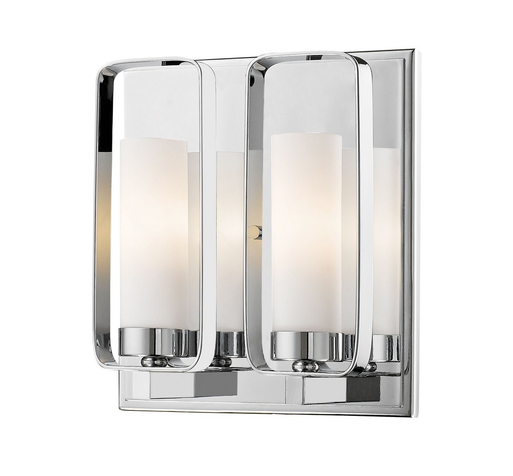 Z-Lite-6000-2S-CH-Aideen - 2 Light Wall Sconce in Fusion Style - 9 Inches Wide by 10.25 Inches High Chrome  Chrome Finish with Matte Opal Glass