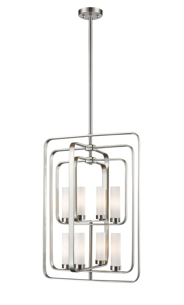 Z-Lite-6000-8B-BN-Aideen - 8 Light Pendant in Fusion Style - 19.75 Inches Wide by 29 Inches High Brushed Nickel  Chrome Finish with Matte Opal Glass