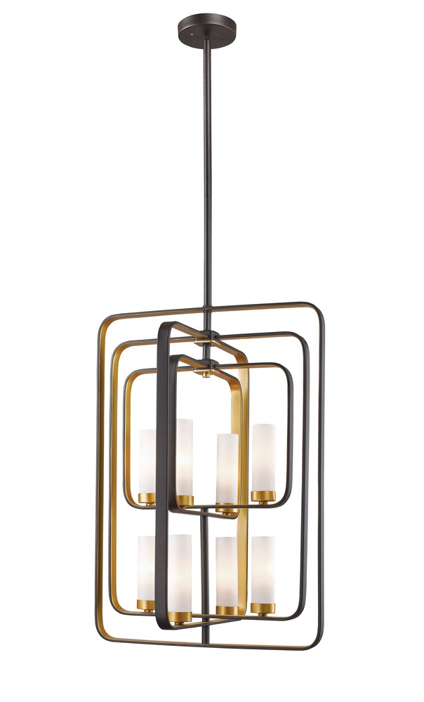 Z-Lite-6000-8B-BZGD-Aideen - 8 Light Pendant in Fusion Style - 19.75 Inches Wide by 29 Inches High Bronze Gold  Chrome Finish with Matte Opal Glass