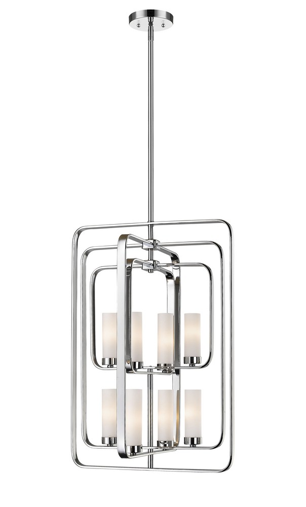 Z-Lite-6000-8B-CH-Aideen - 8 Light Pendant in Fusion Style - 19.75 Inches Wide by 29 Inches High Chrome  Chrome Finish with Matte Opal Glass