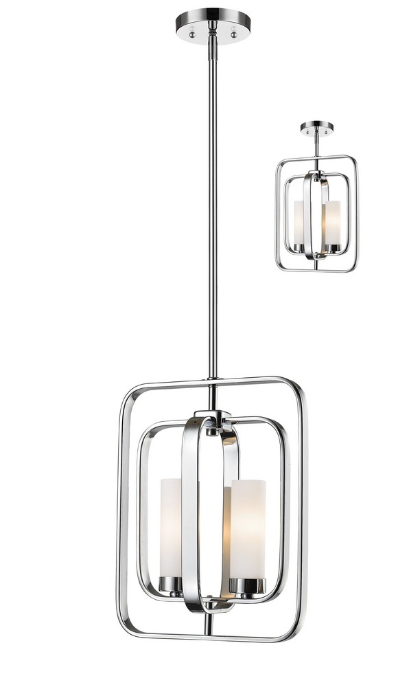 Z-Lite-6000MP-CH-Aideen - 2 Light Mini Pendant in Architectural Style - 11 Inches Wide by 14.75 Inches High Chrome  Chrome Finish with Matte Opal Glass