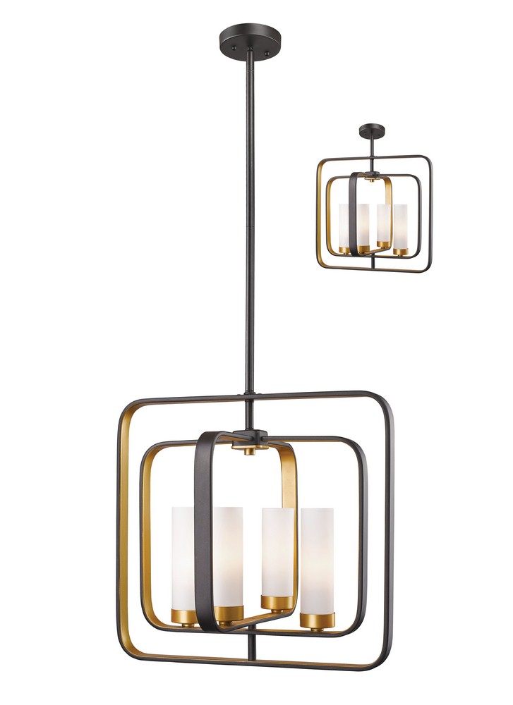 Z-Lite-6000SFC-BZGD-Aideen - 4 Light Pendant Bronze Gold  Chrome Finish with Matte Opal Glass