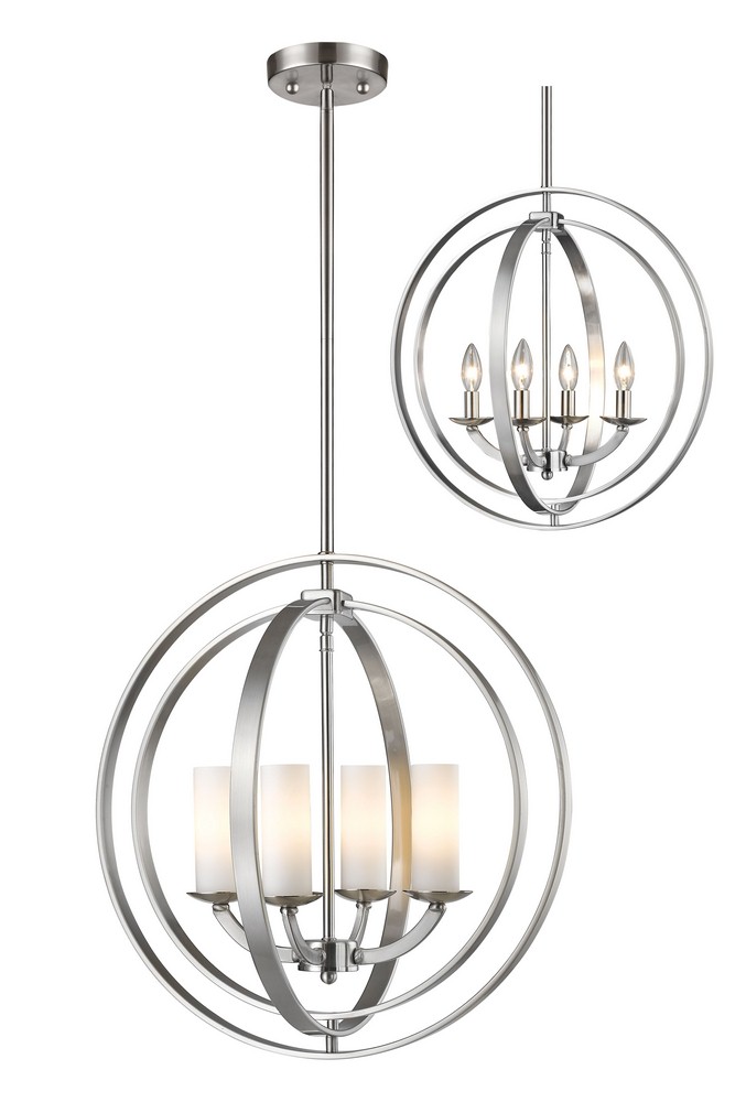 Z-Lite-6002-4S-BN-Ashling - 4 Light Pendant in Architectural Style - 19.88 Inches Wide by 20.63 Inches High Brushed Nickel  Bronze Gold Finish with Matte Opal Glass