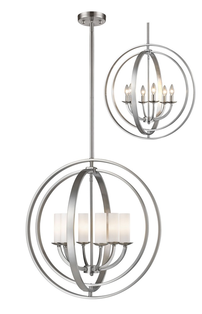 Z-Lite-6002-6L-BN-Ashling - 6 Light Pendant in Architectural Style - 24.38 Inches Wide by 25.38 Inches High Brushed Nickel  Bronze Gold Finish with Matte Opal Glass