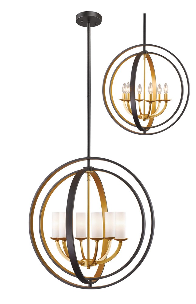 Z-Lite-6002-6L-BZGD-Ashling - 6 Light Pendant in Architectural Style - 24.38 Inches Wide by 25.38 Inches High Bronze Gold  Bronze Gold Finish with Matte Opal Glass