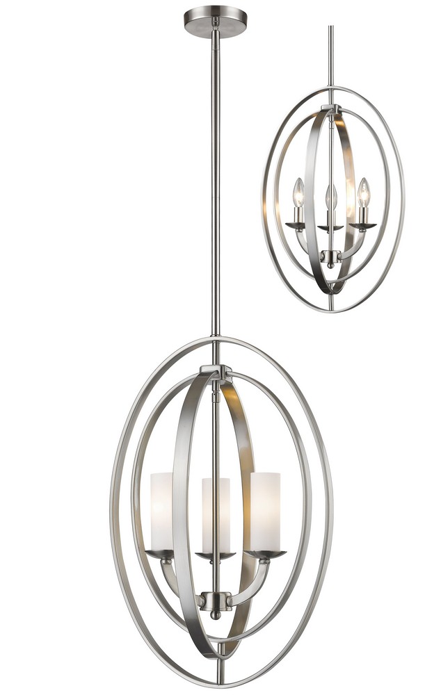 Z-Lite-6004-3S-BN-Ashling - 3 Light Pendant in Architectural Style - 15.13 Inches Wide by 23 Inches High Brushed Nickel  Bronze Gold Finish with Matte Opal Glass