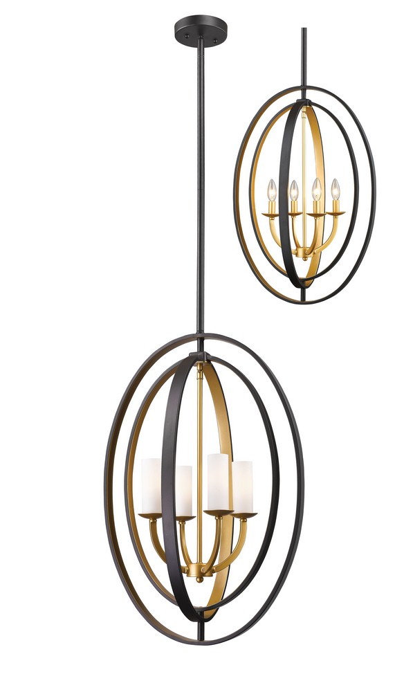 Z-Lite-6004-4L-BZGD-Ashling - 4 Light Pendant in Modern Style - 19.13 Inches Wide by 30 Inches High Bronze Gold  Bronze Gold Finish with Matte Opal Glass