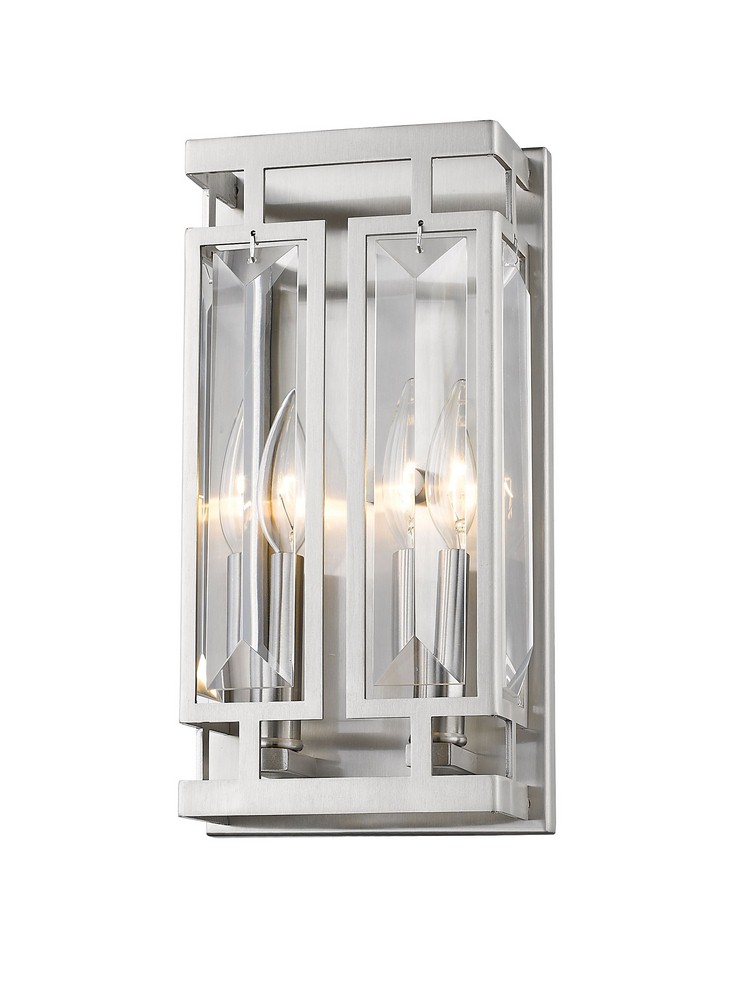 Z-Lite-6006-2S-BN-Mersesse - 2 Light Wall Sconce in Metropolitan Style - 6 Inches Wide by 11.75 Inches High   Brushed Nickel Finish with Clear Crystal