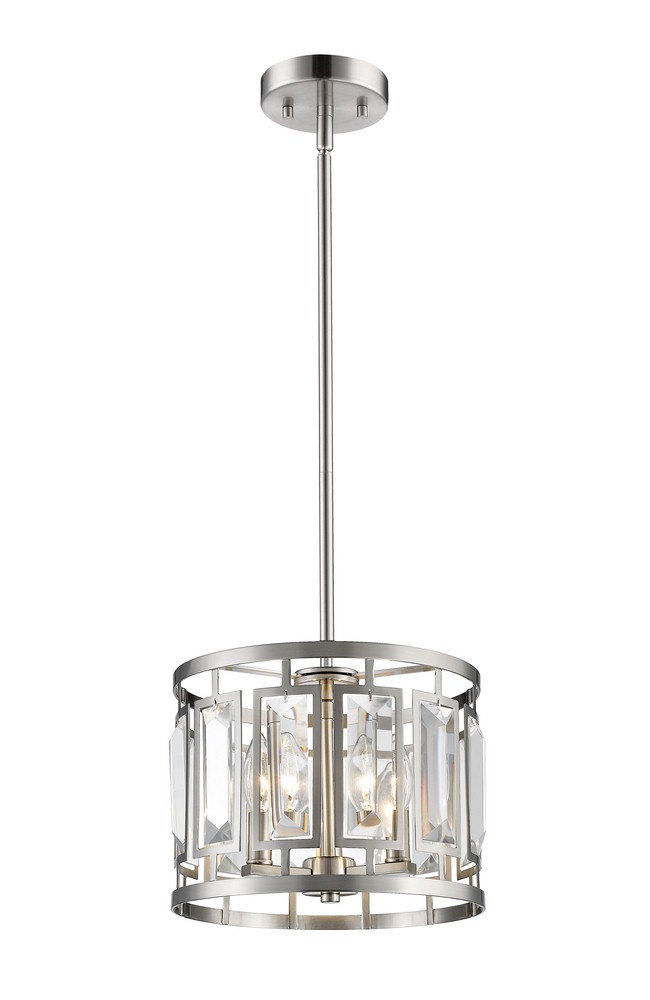 Z-Lite-6007-11BN-Mersesse - 3 Light Pendant In Contemporary Style-8.5 Inches Tall and 11.5 Inches Wide   Brushed Nickel Finish with Clear Crystal