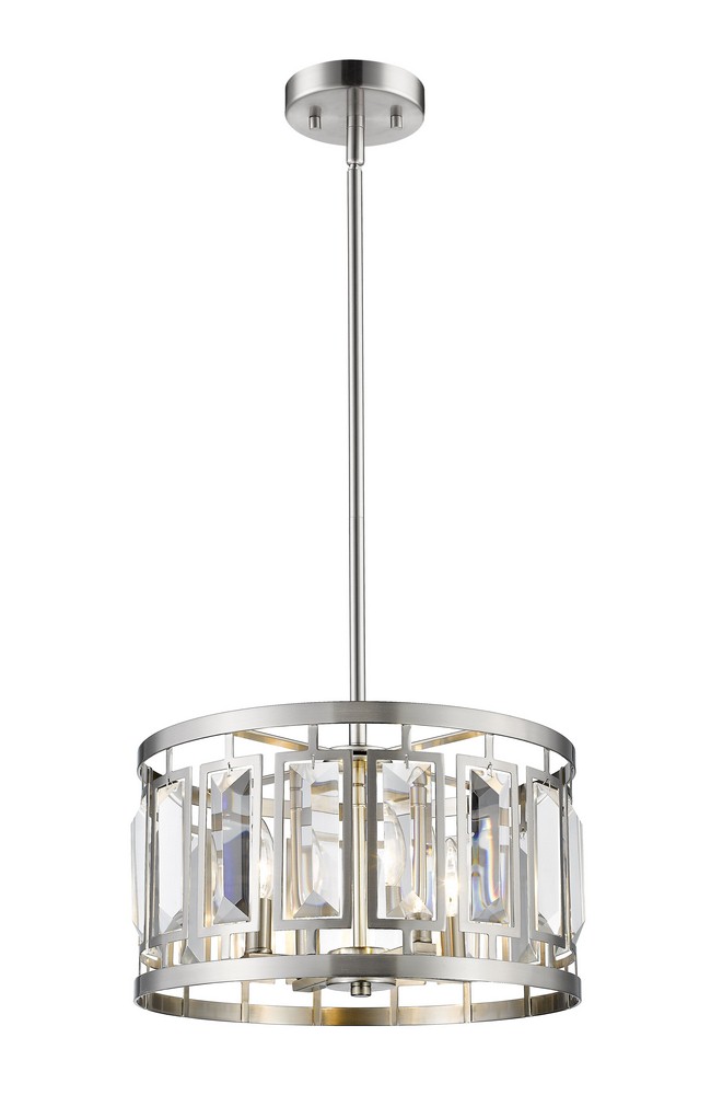 Z-Lite-6007-15BN-Mersesse - 4 Light Pendant in Metropolitan Style - 15.25 Inches Wide by 8.5 Inches High   Brushed Nickel Finish with Clear Crystal