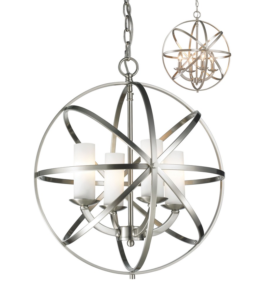 Z-Lite-6017-4S-BN-Aranya - 4 Light Pendant in Metropolitan Style - 18.31 Inches Wide by 20.25 Inches High   Brushed Nickel Finish with Matte Opal Glass